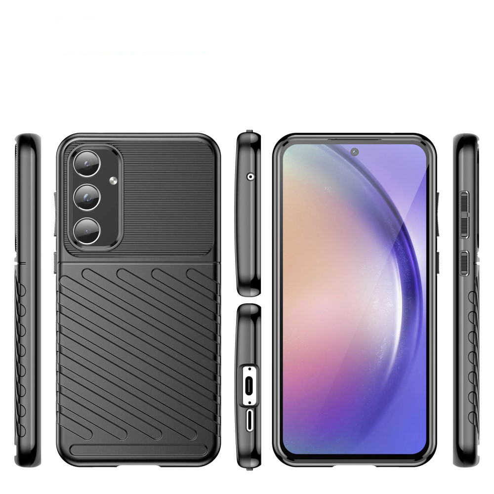 Samsung Galaxy A55 Gummi Case Schutzhülle Grip Design - Schwarz