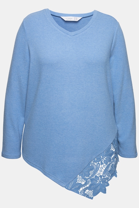Pullover, A-Linie, Spitzeneinsatz, Langarm