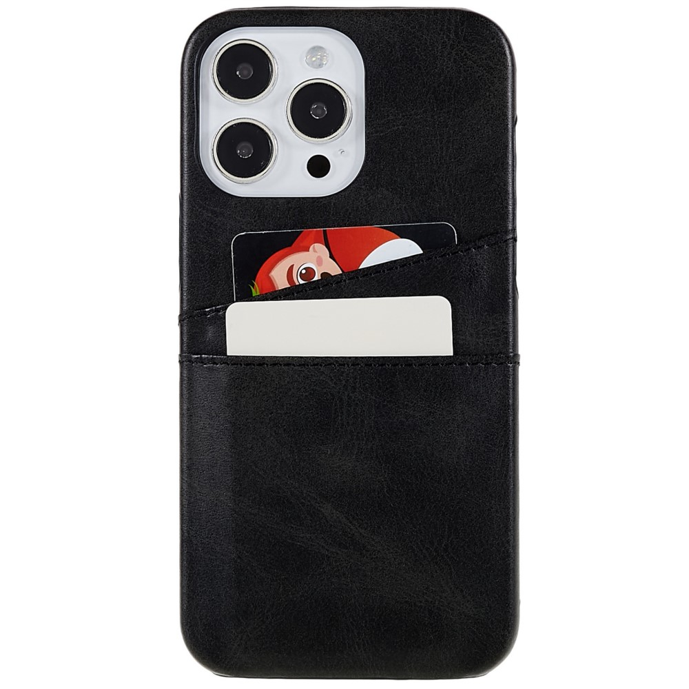 iPhone 14 Pro Max Leder Hülle Snap Case   Kartenfach - Schwarz