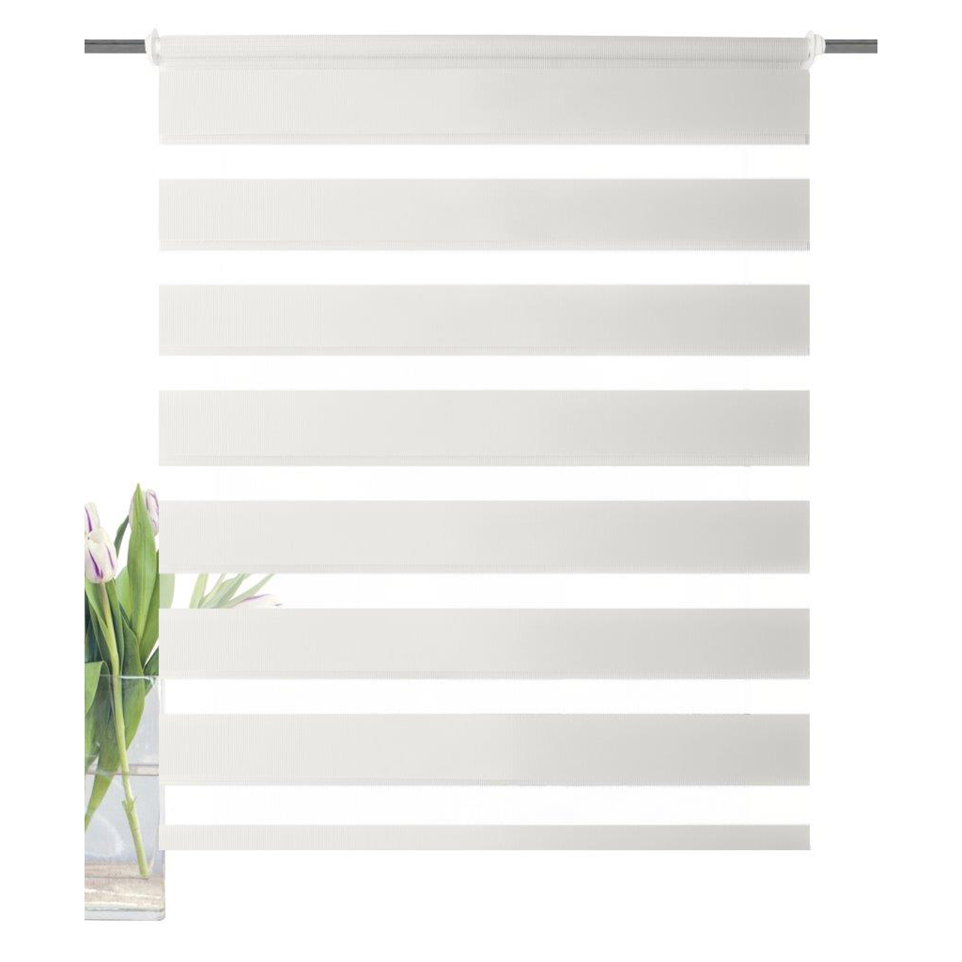 Kettenzugrollo ZEBRA - wollweiß - 40x150 cm