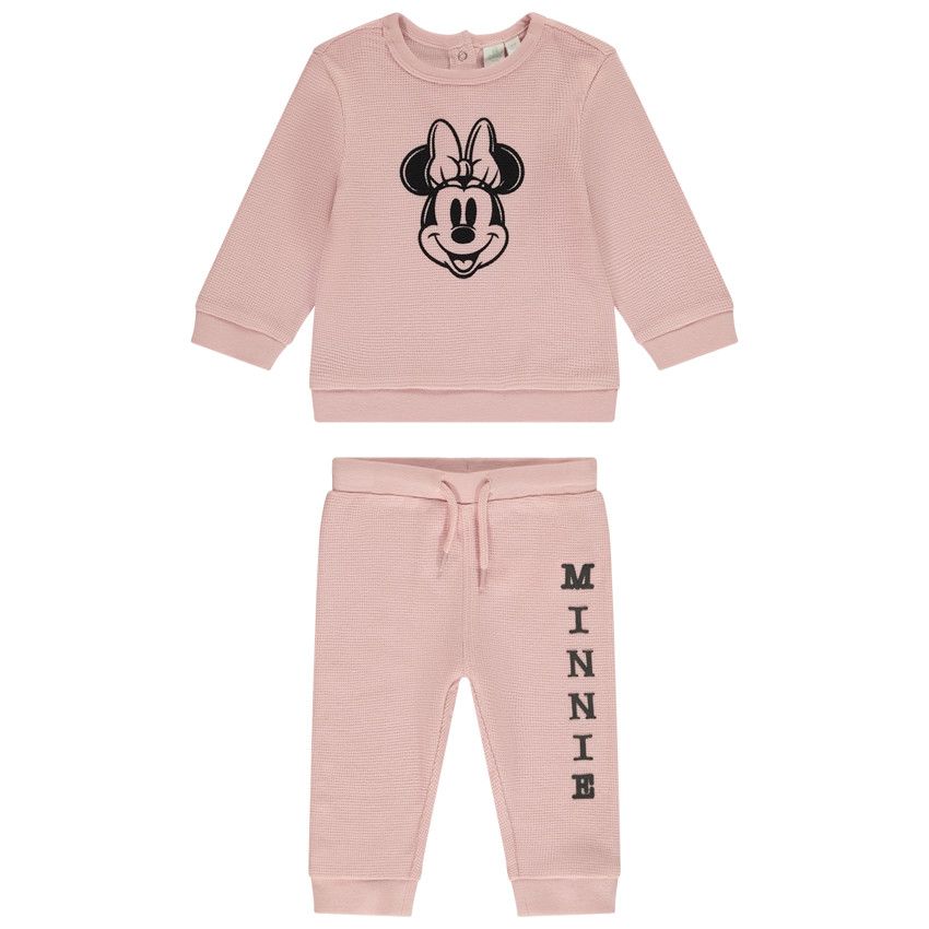 Ensemble jogging en nid d'abeille Minnie Disney pour bébé fille - Rose