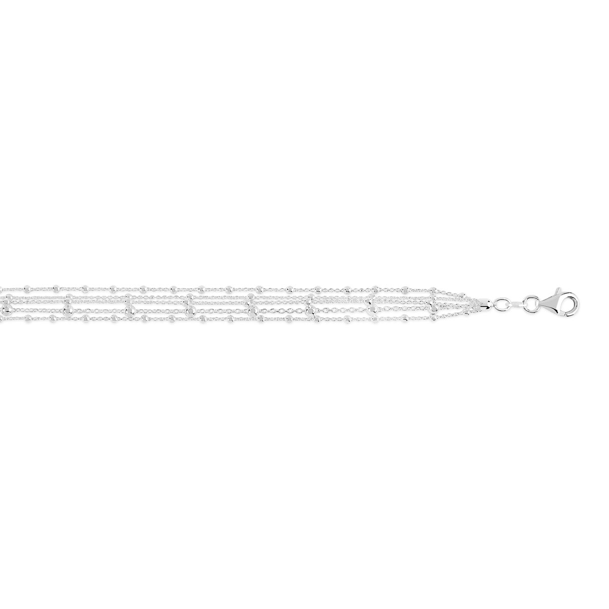 Bracelet argent 925 multi-chaînes perlées 19 cm