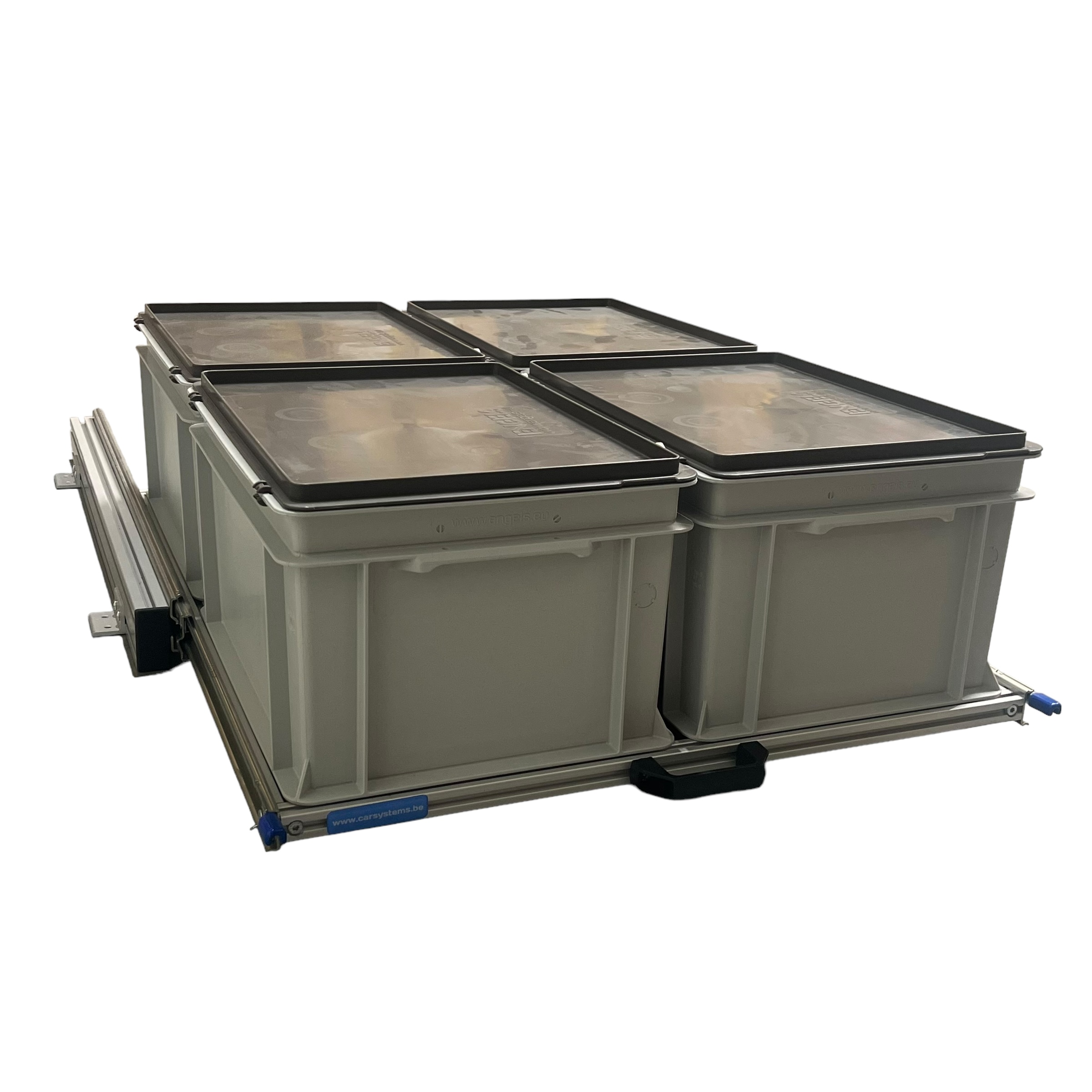 Aluminium schuifframe 80x60 cm met 4 bakken en deksel