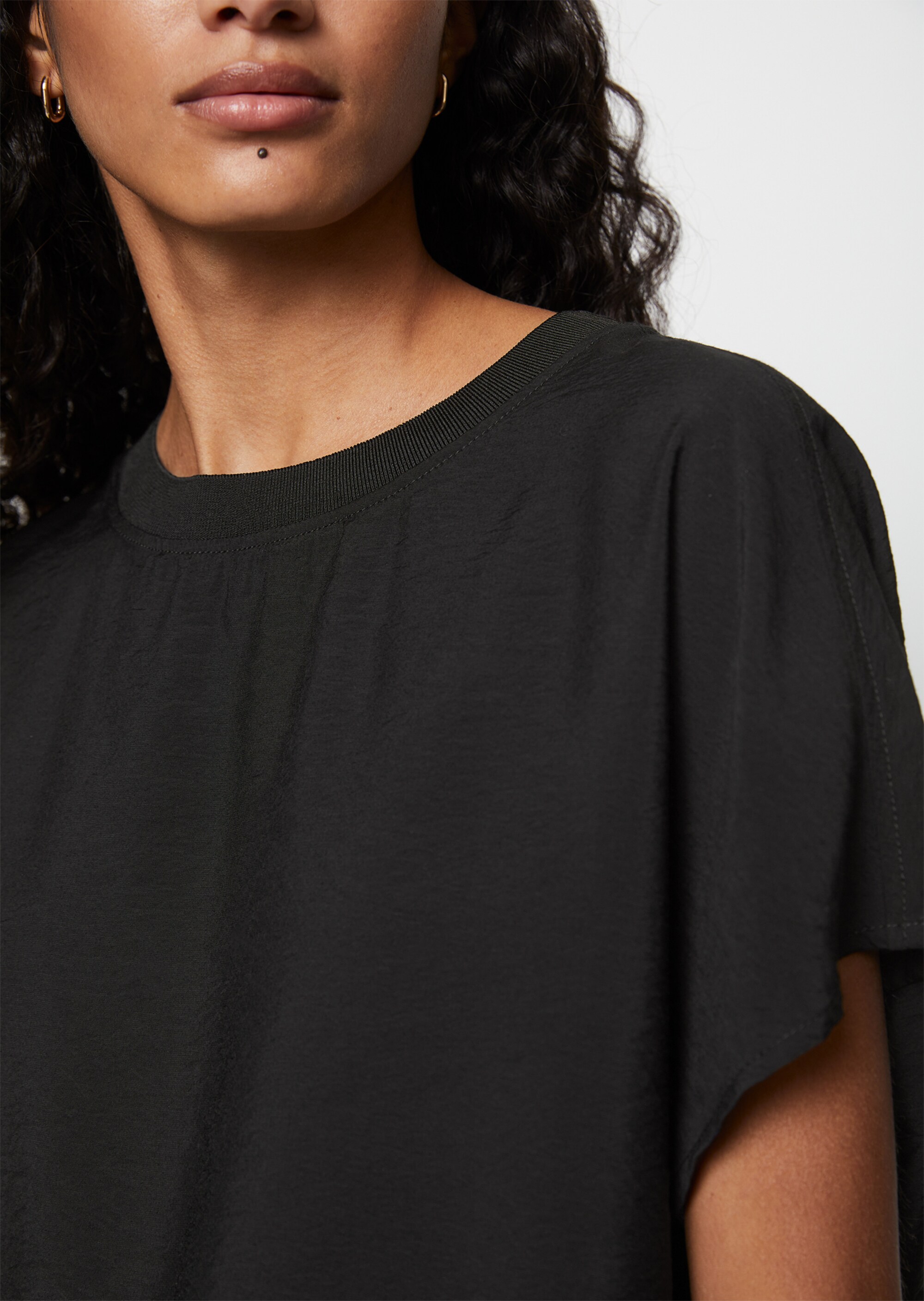 Blusenshirt regularaus Viskose-Mix-Crinkle