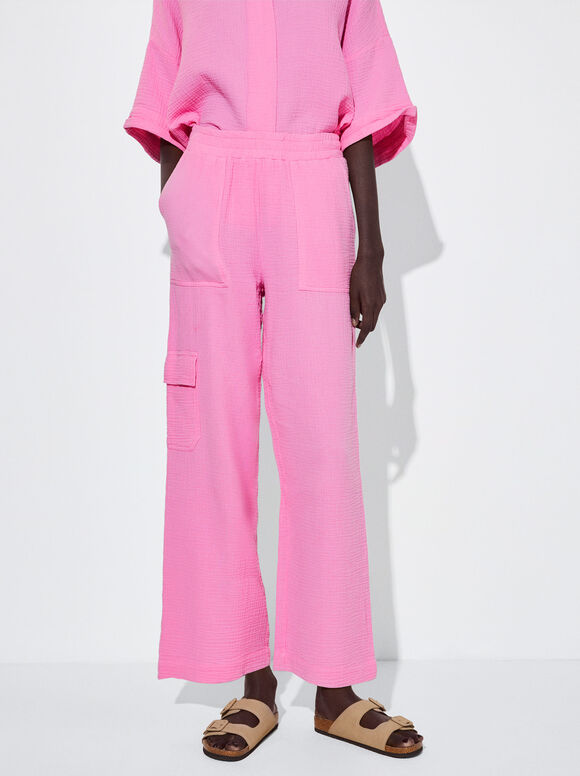 Calça texturizada - Rosa