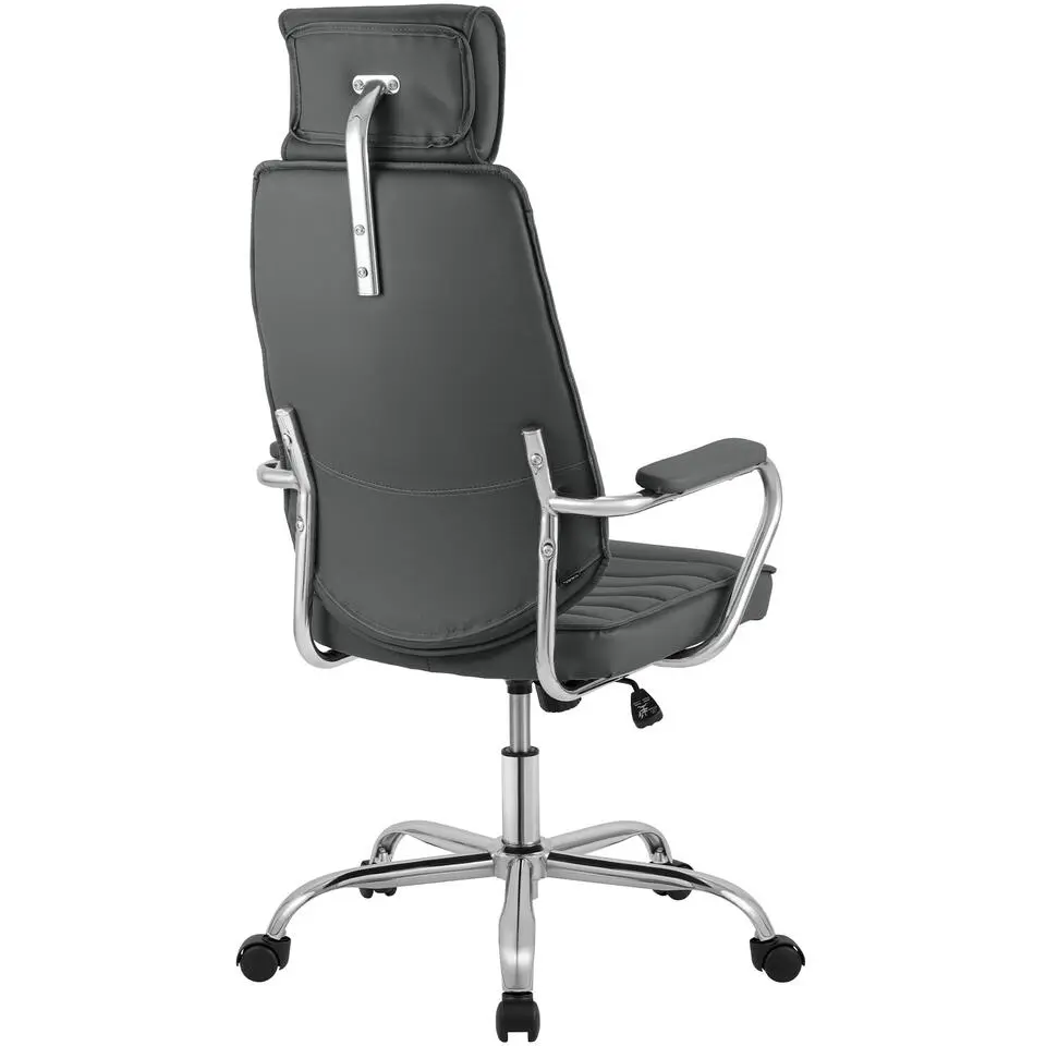 CLP Bureaustoel Rako chroom Frame - Kunstleer - grijs