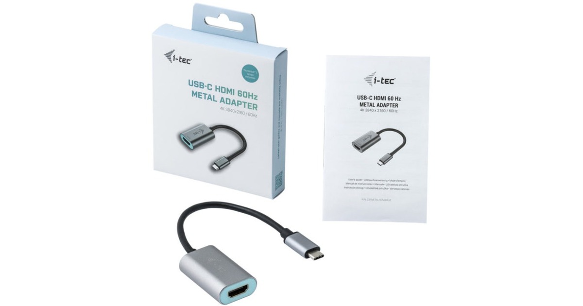 i-tecUSB-C > Metal HDMI adapter  (Zwart/zilver, 0,15 meter, 4K 60Hz)