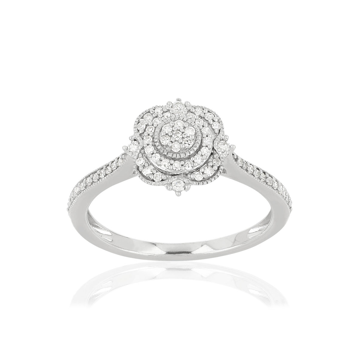 Bague or 375 blanc diamants