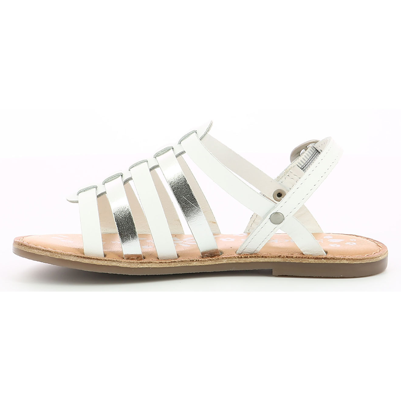 Kickers Sandales en Cuir Dixon blanc/argenté