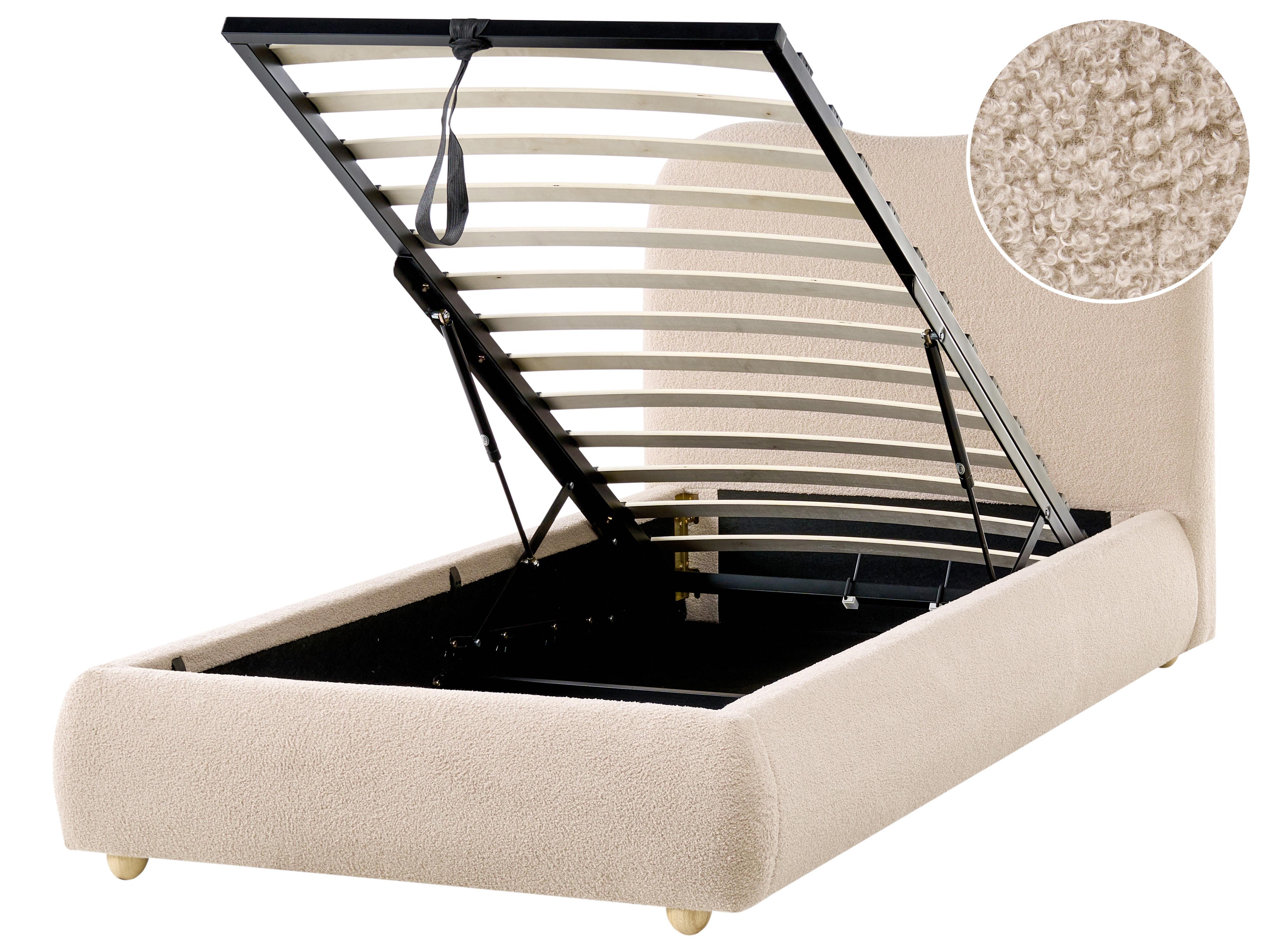 Bed met opbergruimte Bouclé BLAGNAC 90 x 200 cm Beige