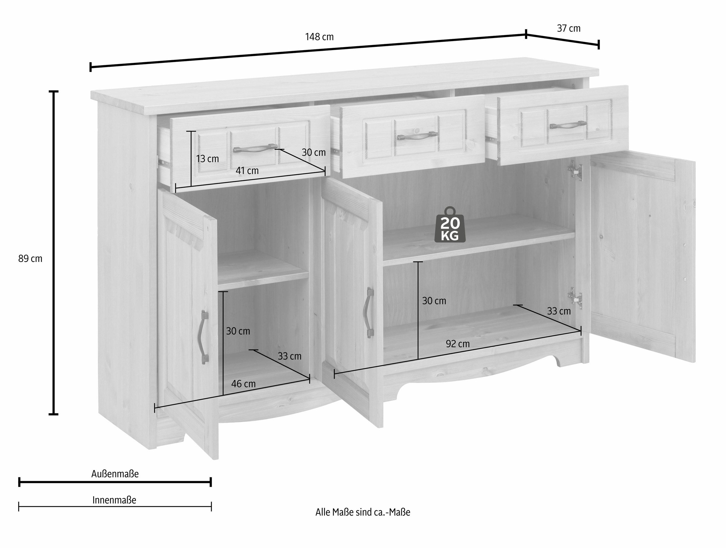 Home affaire Sideboard »Trinidad« Kommode, Breite 148 cm