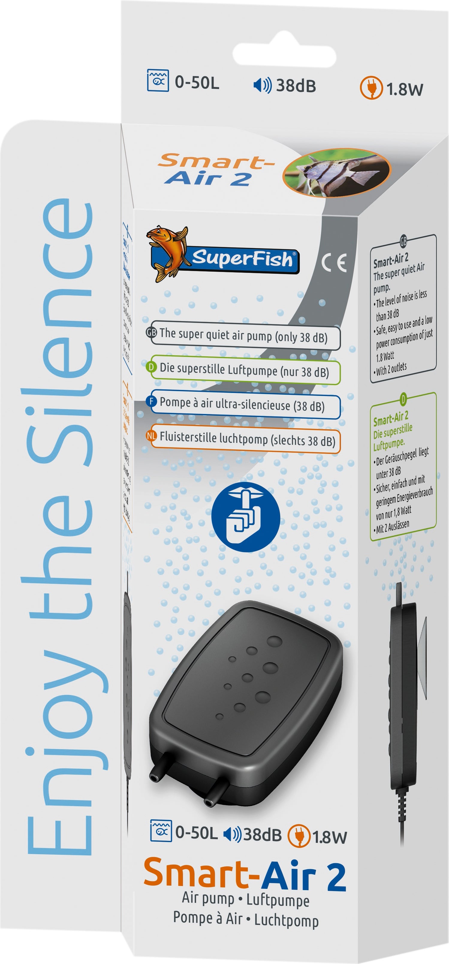 SuperFish aquarium luchtpomp Smart-Air 2 zwart