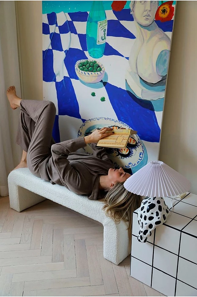 Odette benk i bouclé 120x41 cm