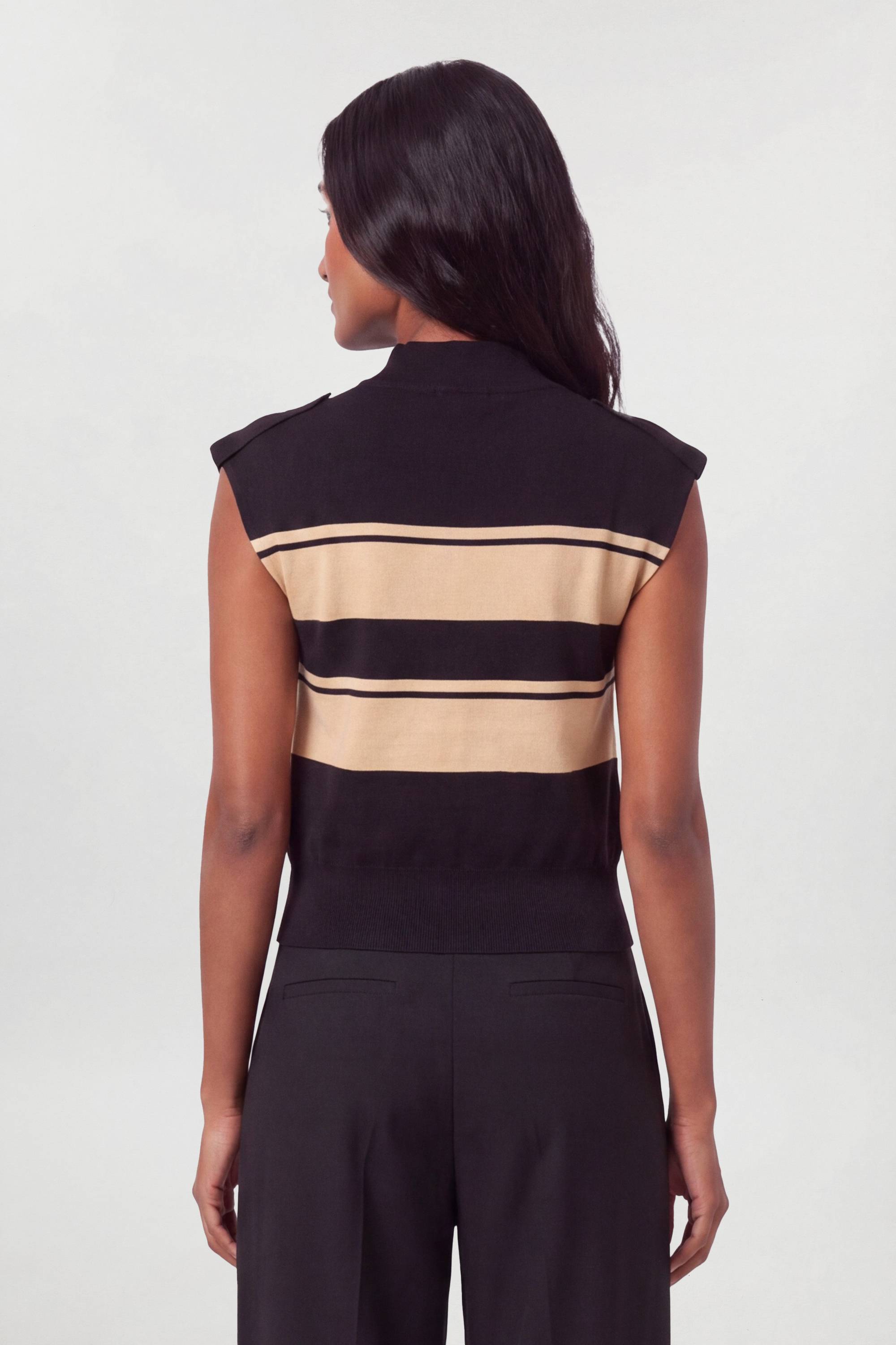 KarenMillen Débardeur En Maille À Col Montant En Mélange De Viscose À Rayures