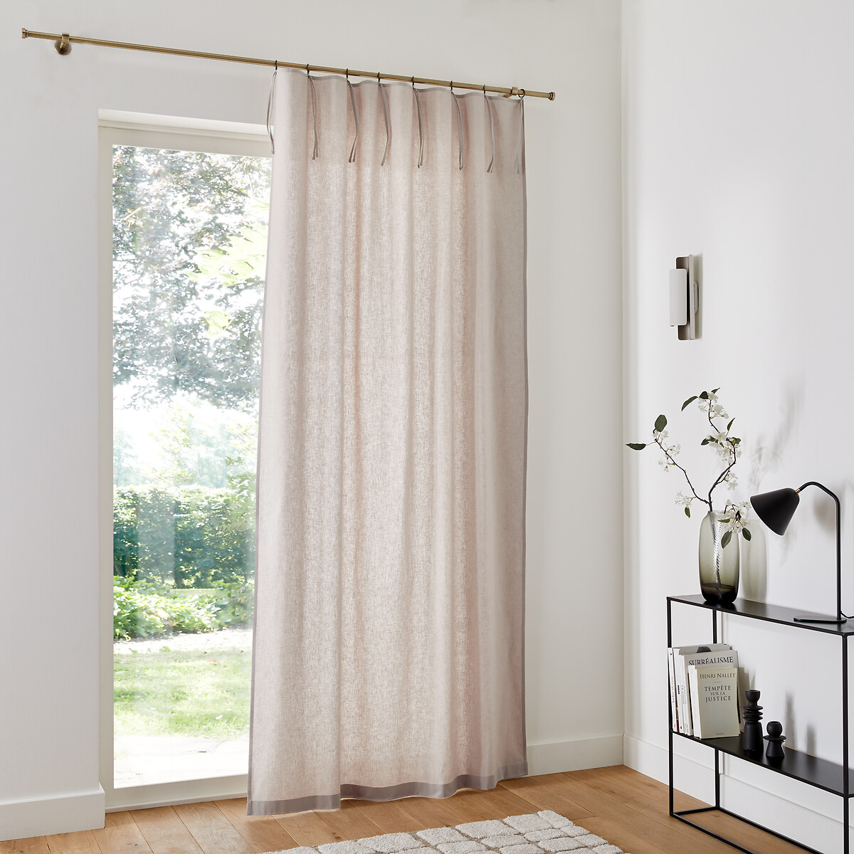 LA REDOUTE INTERIEURS<br>Cortina de meio linho com acabamento em laços e ilhós, Lincot