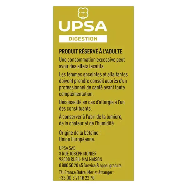 UPSA Betaína Citrato e Citrato de Cálcio Sem Açúcar para o Bem-Estar Digestivo - 10 sachês