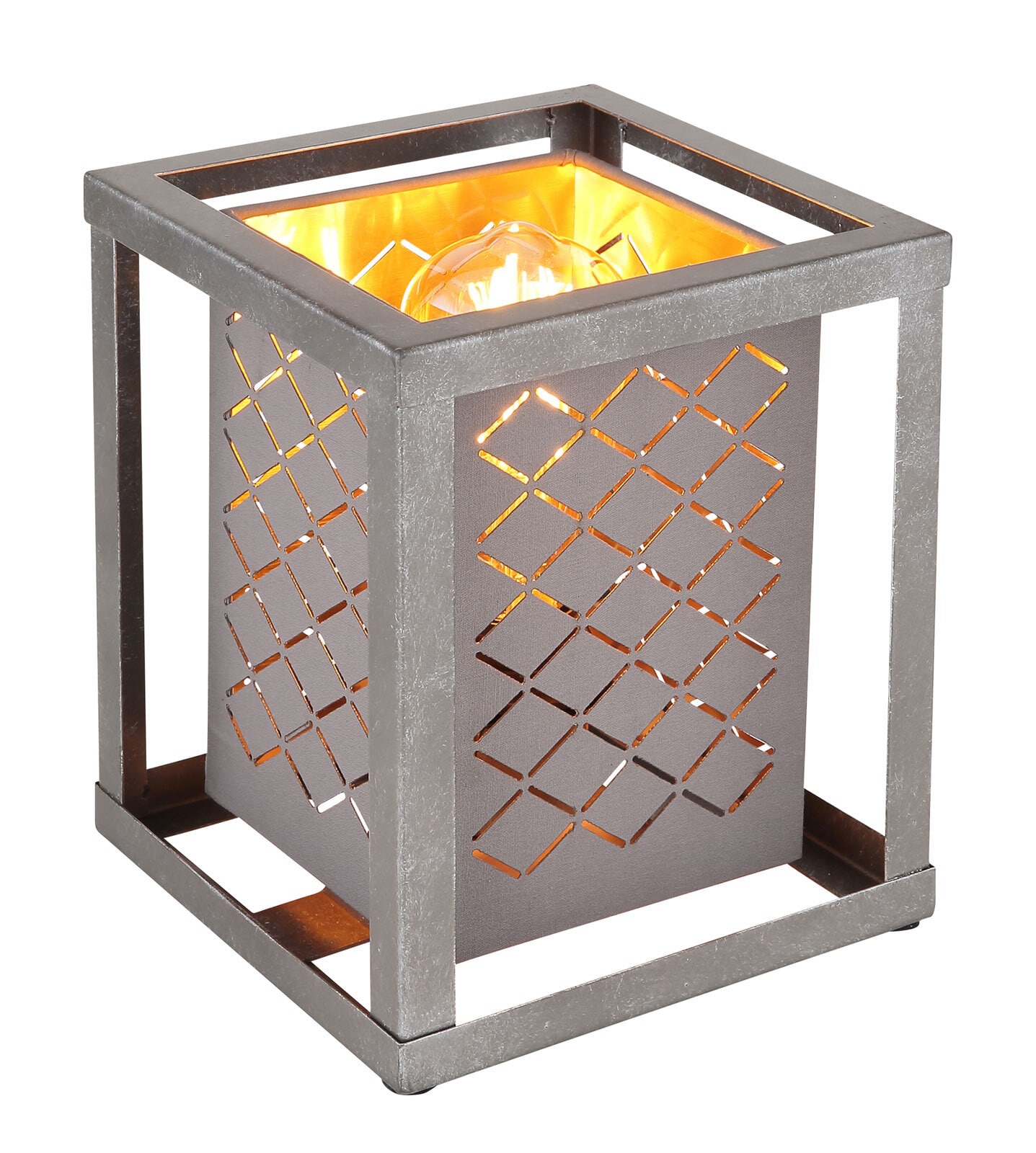 THOMAS Tischlampe silberfarben 15498T, B/H/T: 17 x 22 x 17 cm, Textil, Metall