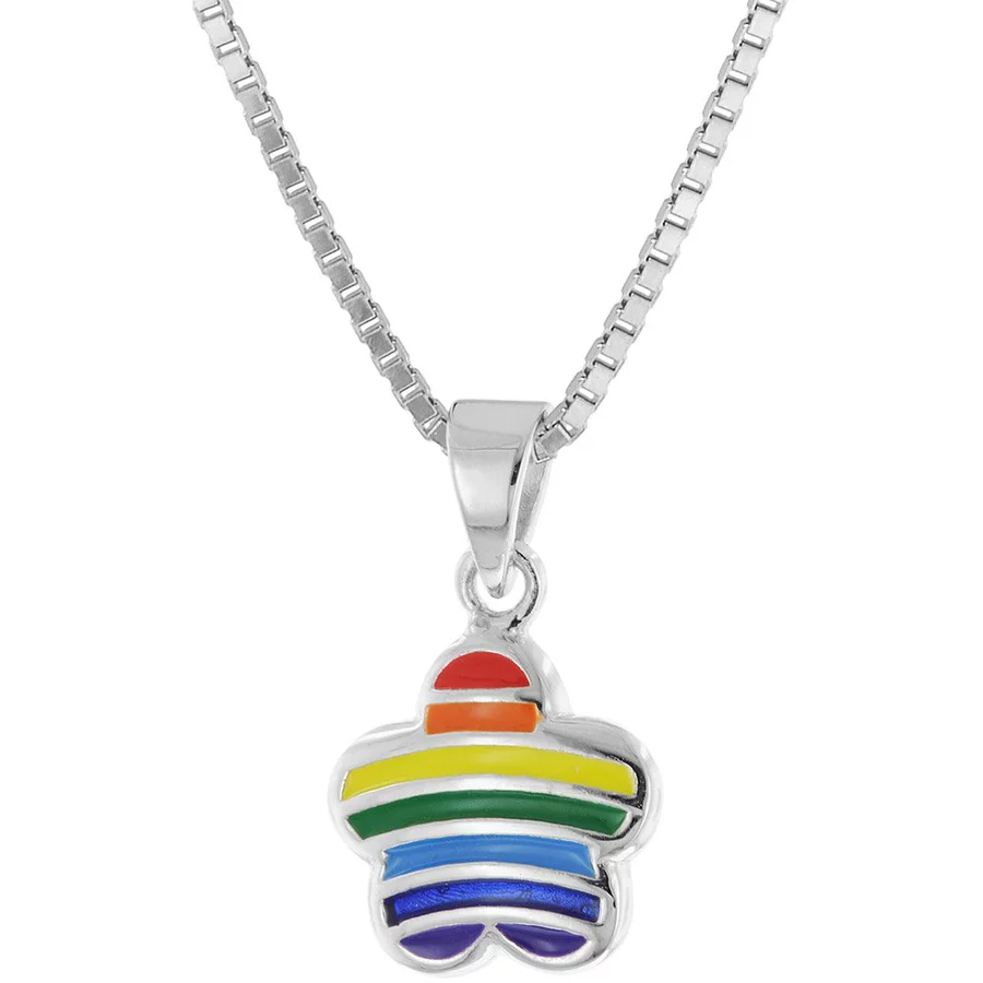 trendor Mädchen-Halskette mit bunter Blume 925 Silber Collier silver