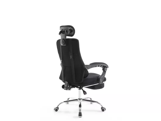 Chaise de bureau - Similicuir & Métal chromé - Noir - Fellow