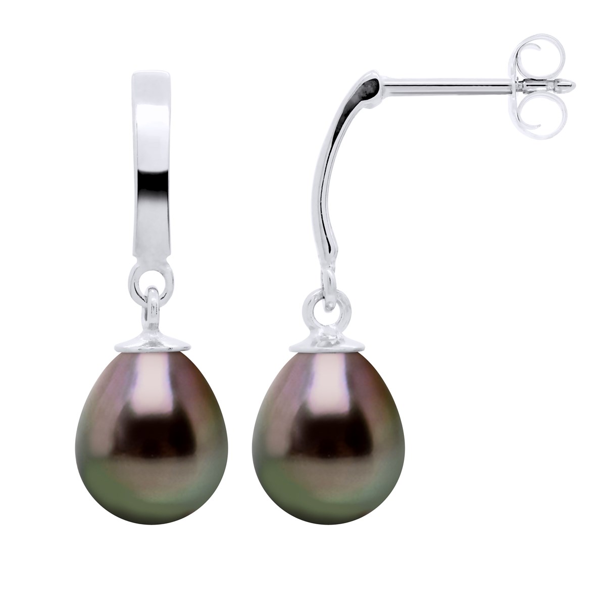 Demi-Créoles Perles de Tahiti Poires 8-9 mm Or Blanc