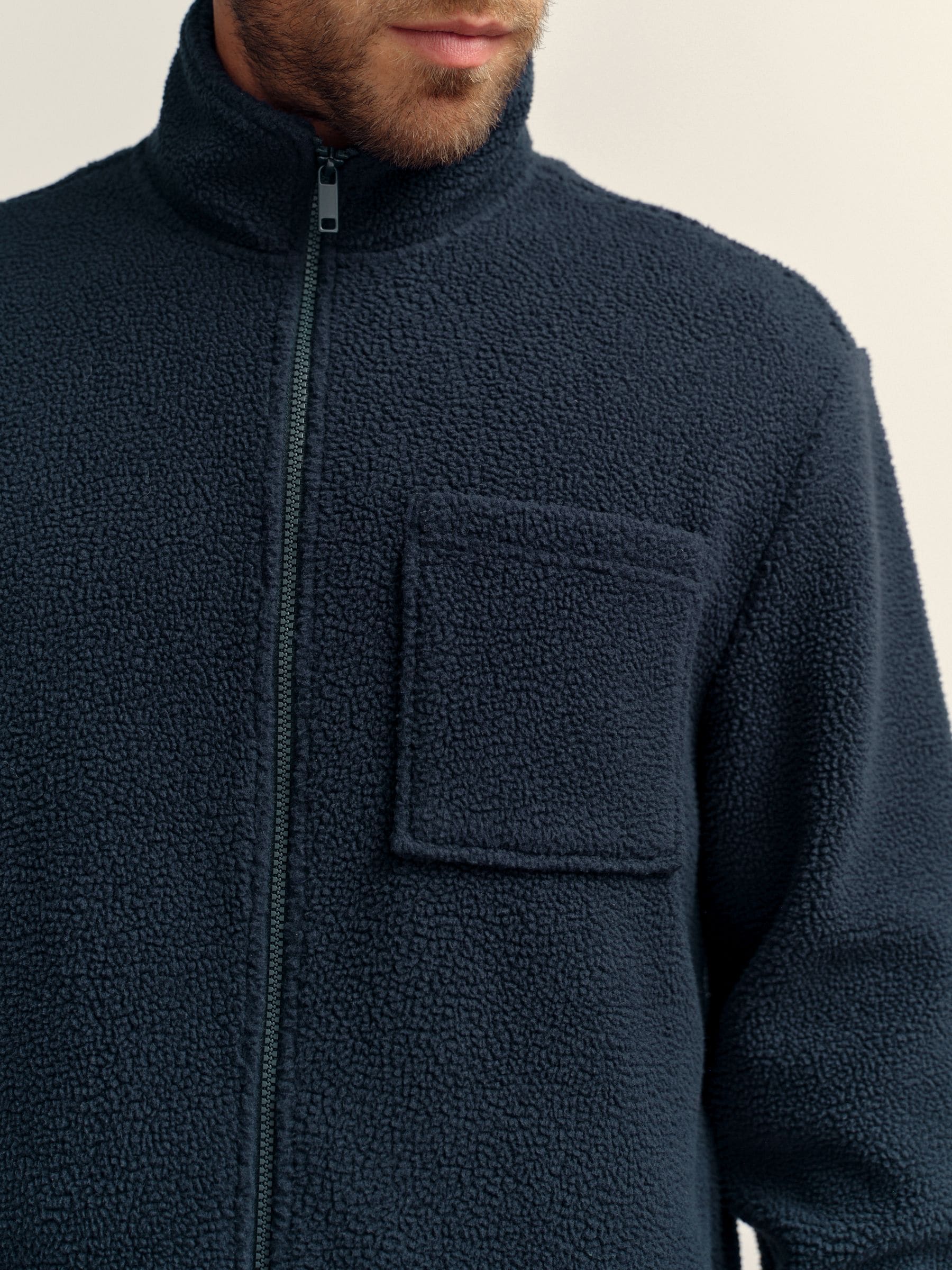 Donkerblauw - Volledig doorlopende rits - Borg Fleece