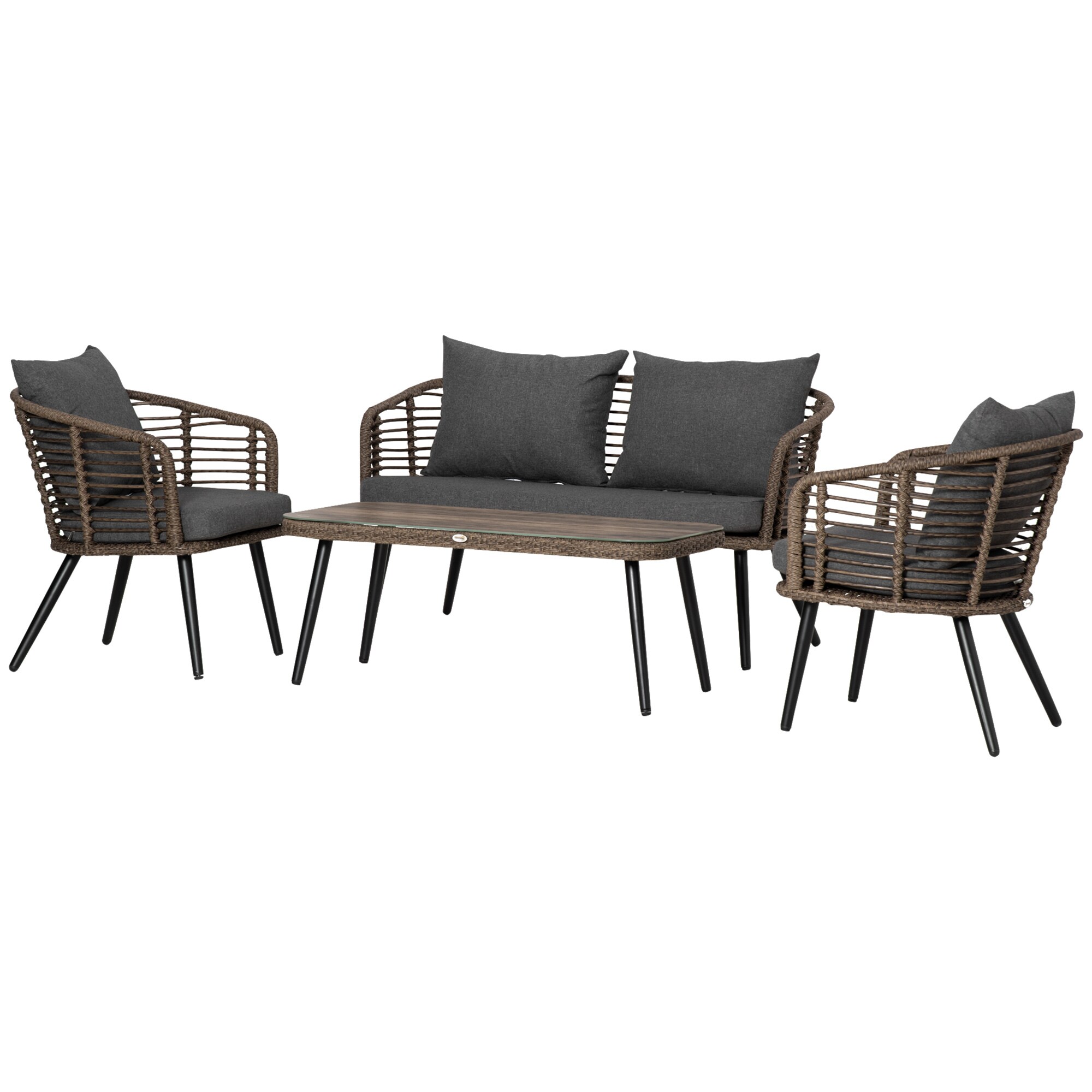 Outsunny Gartenmöbel-Set mit Teetisch grau 135B x 67T x 76H cm