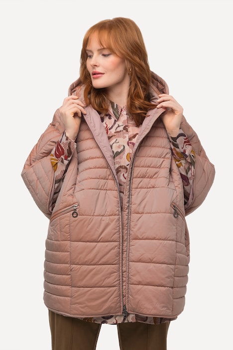 Stepp-Cape, extraweit, Kapuze, 2-Wege-Zipper, Langarm