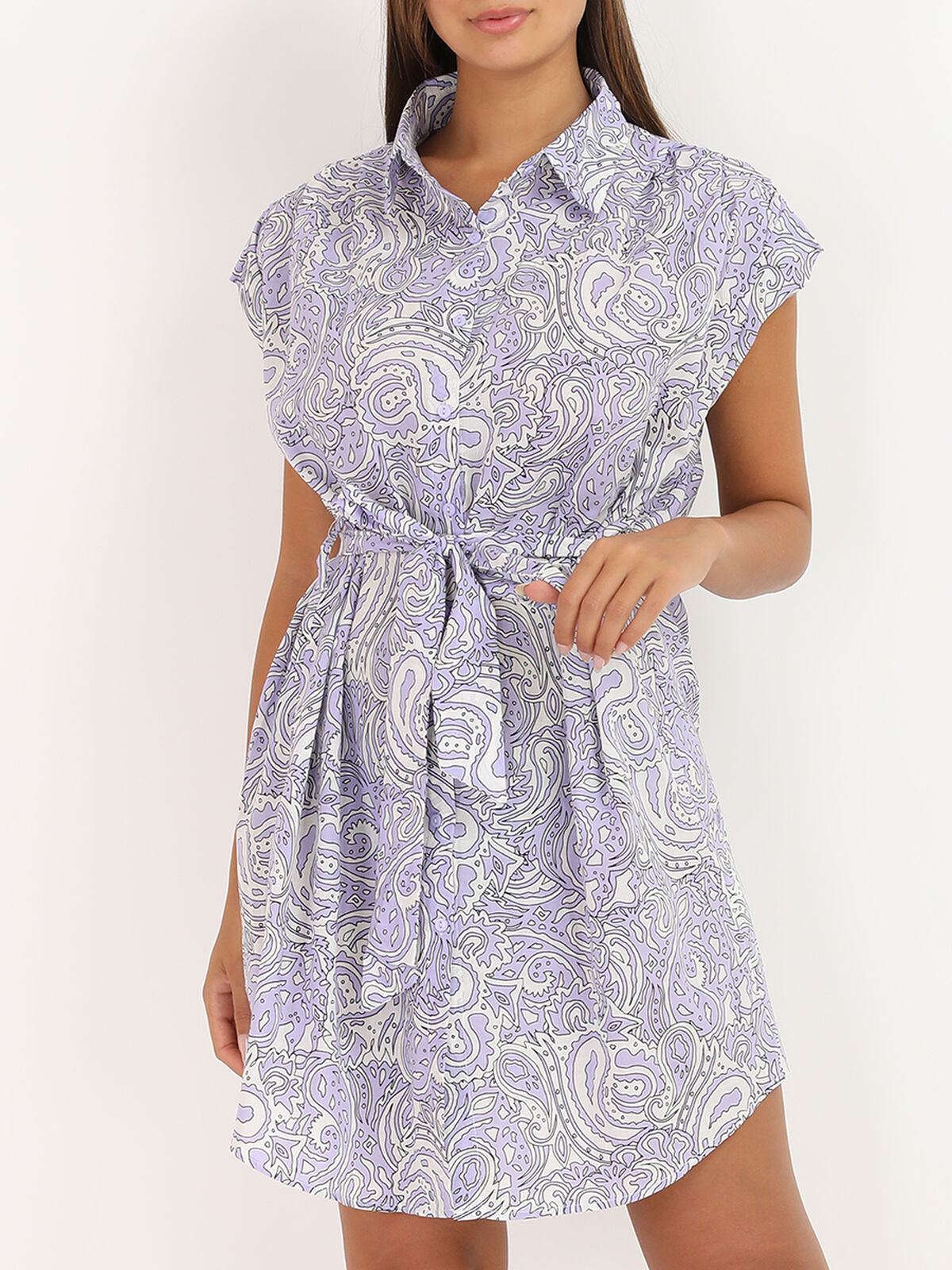 Robe chemise à imprimé cachemire- Violet