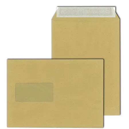 MAILmedia Versandtaschen mit Fenster, haftklebend, DIN C5, 90g/m², braun, 500 Stück
