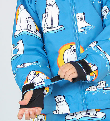 Småfolk Winterjacke - Solid Blue m. Eisbären