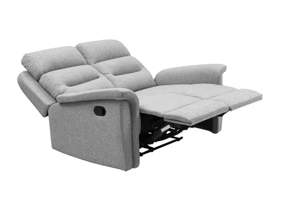 Ensemble canapé relax manuel Léon 2 places + fauteuil manuel en tissu gris clair - Loungitude