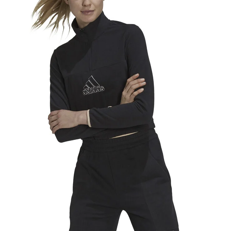 adidas Brand Love Polar Fleece Embroidered Logo Half-Zip sweatshirt Sort