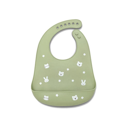Bavoir silicone avec récupérateur VERT - LORELLI