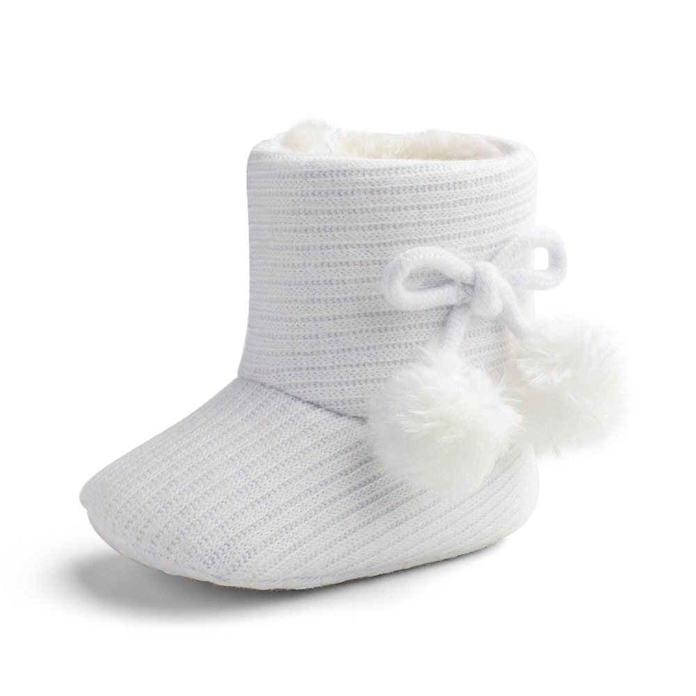 (Gr. 20-22) Baby Winter Boots Warme Kuschel Schuhe mit Anti-Rutsch Sohle - Weiss