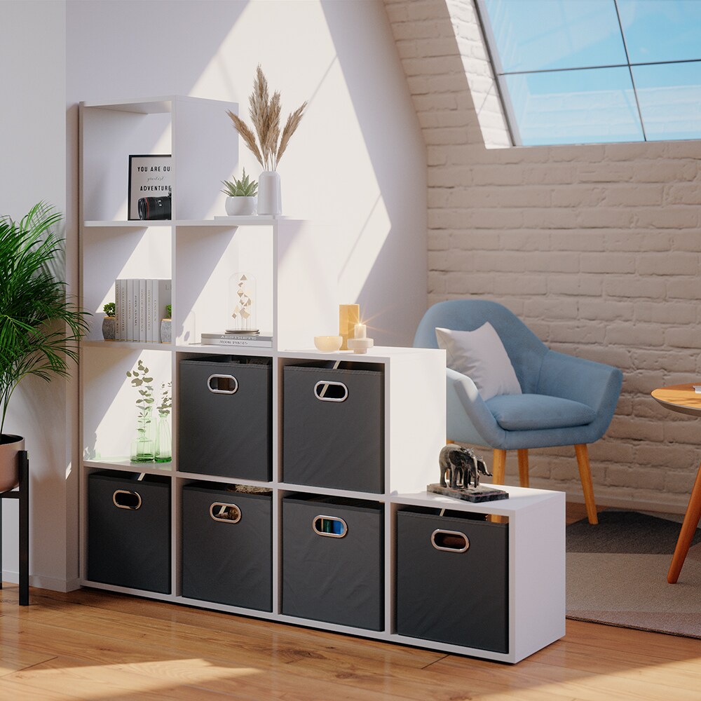 Vicco Treppenregal Raumteiler Bücherregal 10 Fächer Weiß Stufenregal Faltbox