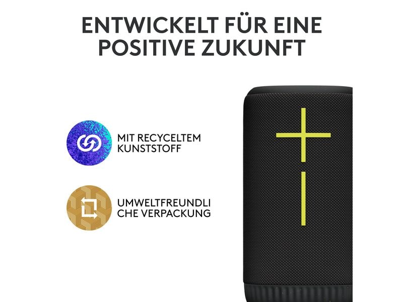 Ultimate Ears Bluetooth Speaker Everboom Schwarz Ultimativer mobiler Bluetooth-Lautsprecher mit ausgewogenem 360°-Sound, kräftigen Tiefen und anpassbarem EQ
