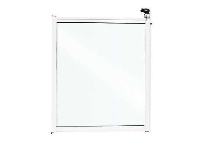 Portillon en verre pour barrière de piscine en aluminium blanc