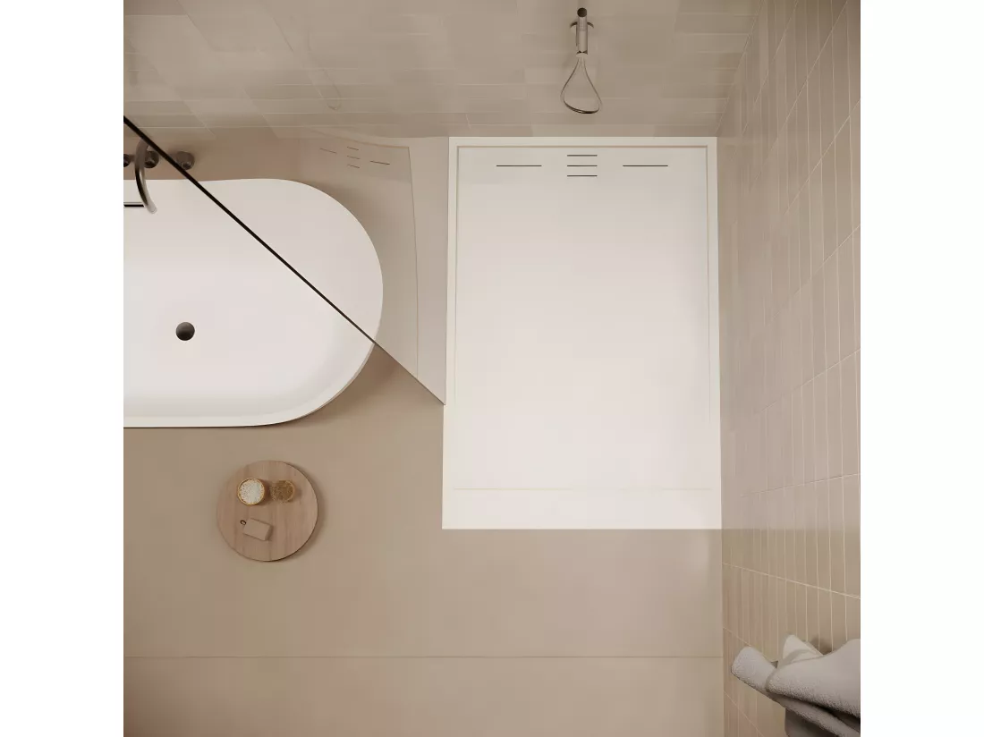 Receveur de douche 80 x 120 cm extra plat SALVI en SoliCast® surface ardoisée blanc