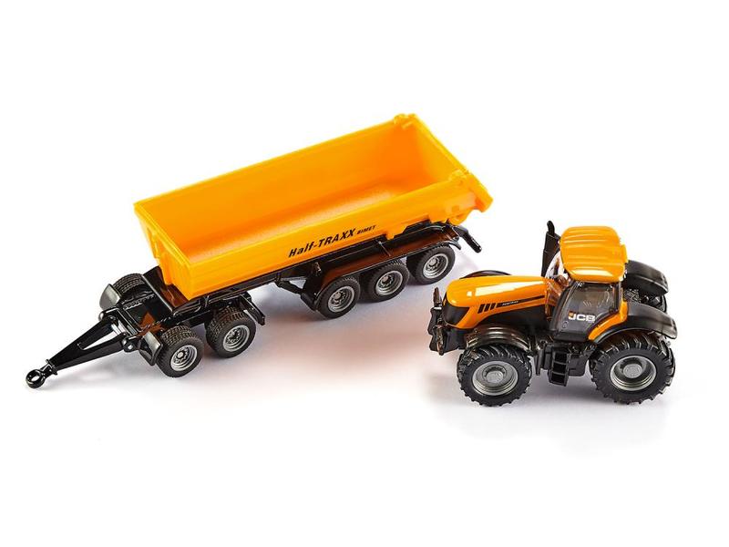Siku Traktor JCB 8250 Fastrac mit Dolly und Kippmulde 1:87 H0 JCB Fastrac mit Anhänger