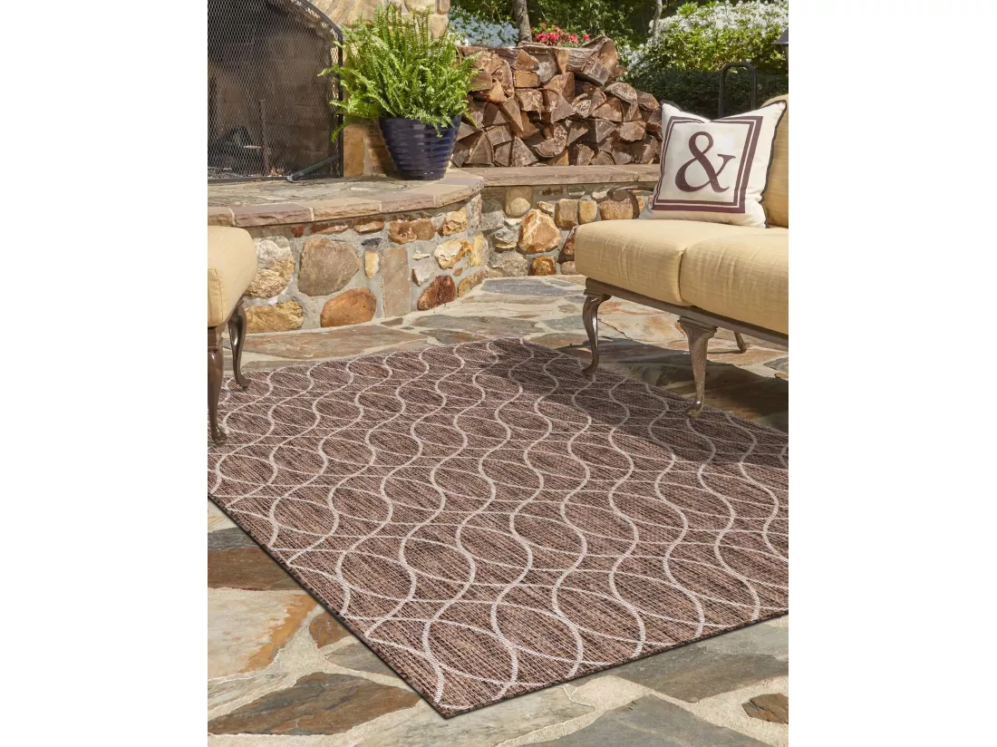 Tapis d'Extérieur - 183x122 - Marron - Tulum Geometrical