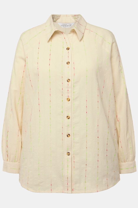 Bluse, oversized, Color-Noppen, Hemdkragen, Langarm