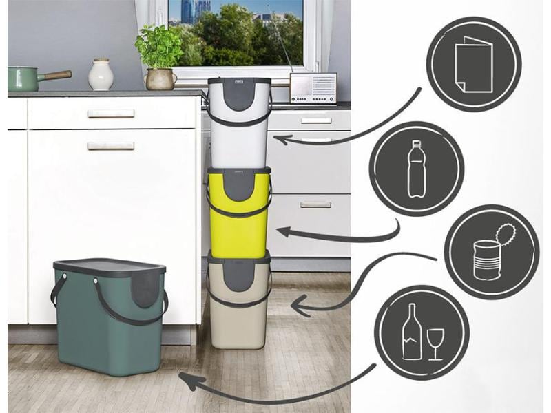 Rotho Recyclingbehälter Albula 25 l, Mistletoe Weiss Weisses