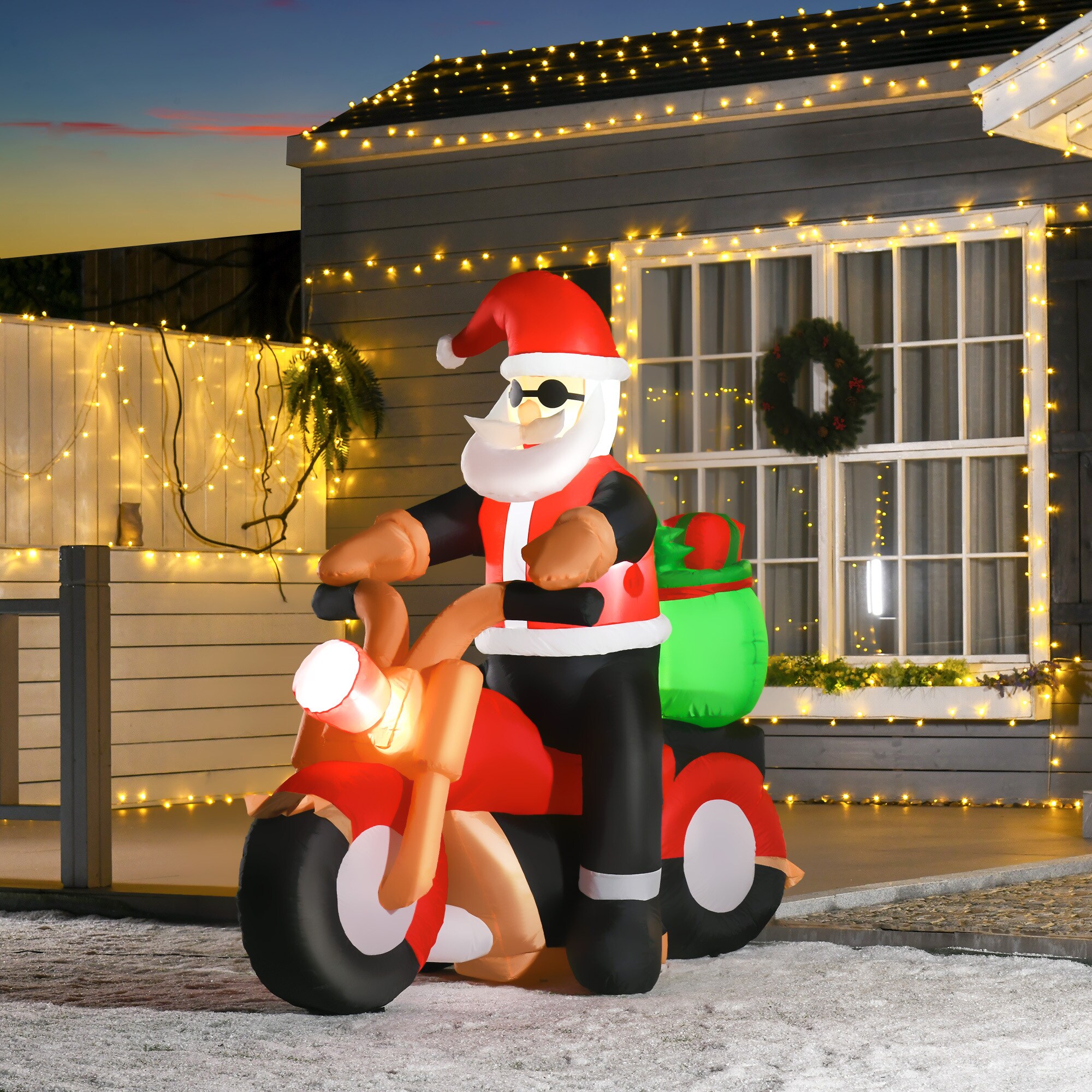 HOMCOM Aufblasbarer Weihnachtsmann mit Gebläse und LED-Licht bunt 153B x 55T x 150H