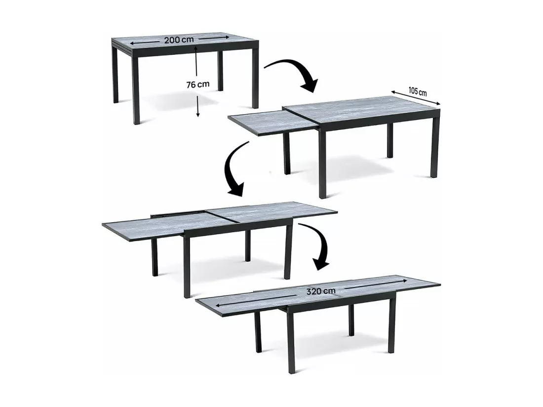 Salon de jardin repas extensible 