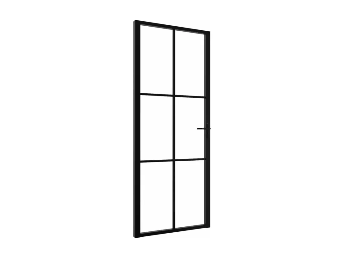 Porte intérieure Verre ESG et aluminium 83x201,5 cm Noir