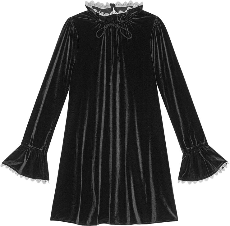 Ganni Velvet Jersey A-line Mini Dress Black