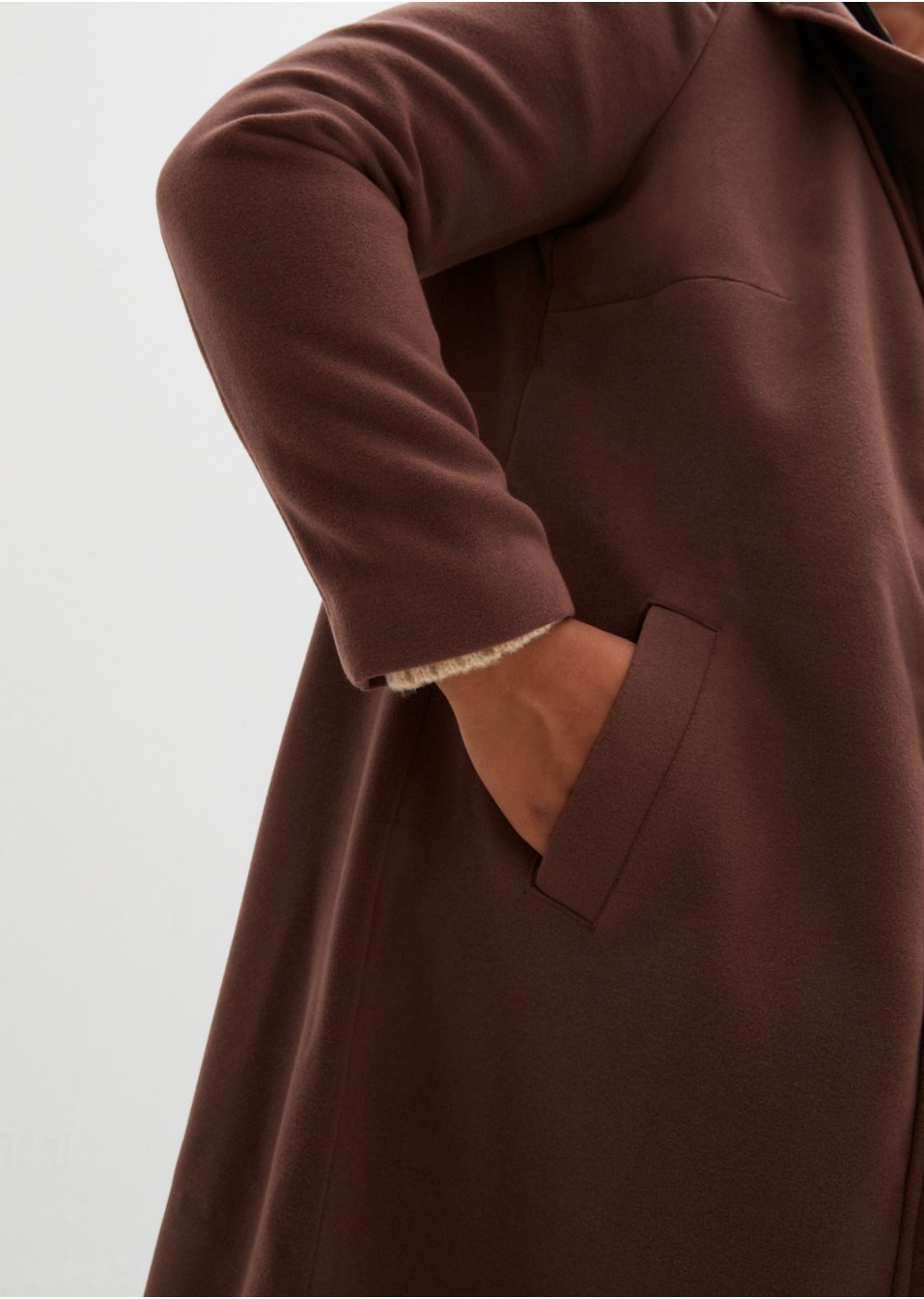 Manteau en imitation laine, coupe longue