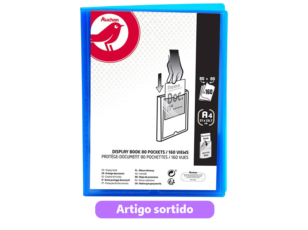 PORTFÓLIO AUCHAN A4 80 80 BOLSAS CORES SORTIDAS