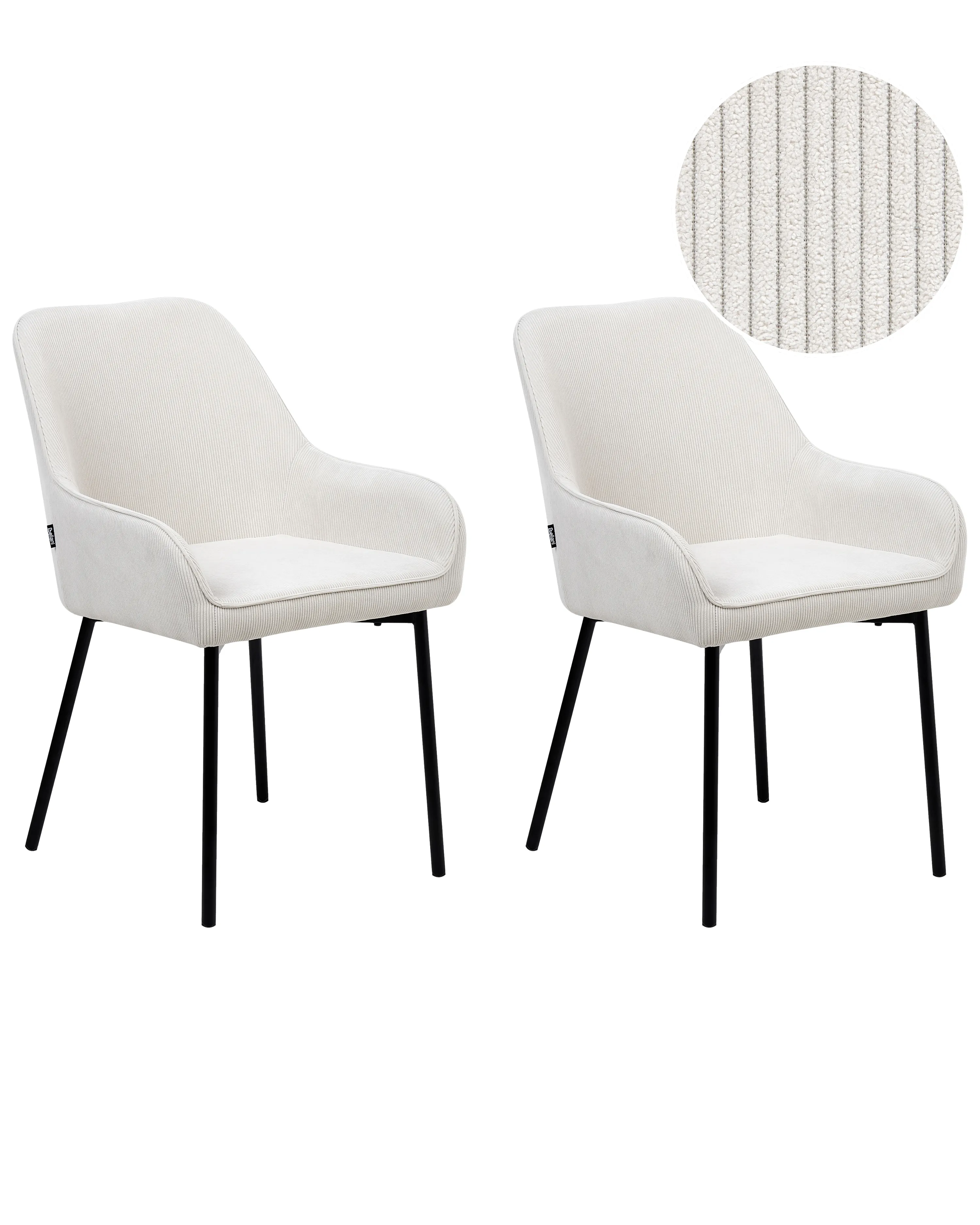 Set van 2 eetkamerstoelen LOVERNA Corduroy Gebroken wit