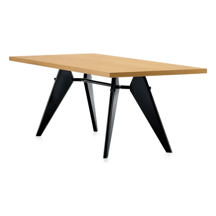 Vitra Table EM - piètement noir - Jean Prouvé | Chêne